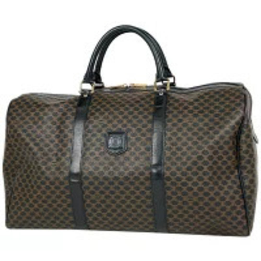 Celine Macadam Boston bag handbag canvas black brown